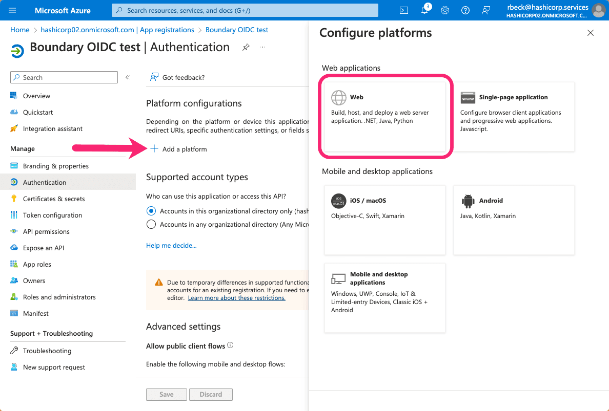 Add Authentication Web Platform